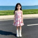 Baby Girls Strap Pink Bows Baseballs Activity Wear Yoga Knee Length Dresses