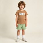 Embroidery Ducks Baby Boys Shirt Top Stripe Short Hunting Clothes Sets