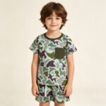 Baby Boys Short Sleeve Green Camo Top Shorts Pajamas Sets Casual Clothes