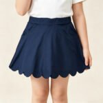 Baby Girls Navy Pockets Yoga Active Wear Scallop Skirt Shorts Bottom Outfits
