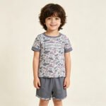 Boys Embroidery Daddy's Buddy Light Grey Camo Top Pockets Shorts Clothes