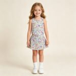Baby Girls Summer Colorful Floral Vest Yoga Active Skirt Set