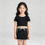 Baby Girls Short Sleeve Black Top Skirt Shorts Cotton Outfit Casual Clothes