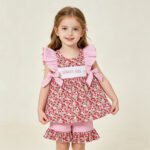 Baby Embroidery Mama's Girls Flowers Tunic Pockets Ruffle Shorts Clothing