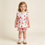 Baby Girls Apples ABC Tunic Checked Ruffle Shorts Back to School Sets
