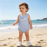Toddler Boys Blue Cars Sleeveless Summer Rompers Cute Fashion Outfits