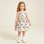 Toddler Girls Farm Cows Trucks Sleeveless Knee Length Dresses