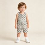 Toddler Boys Farm Tractors Sleeveless Pocket Rompers