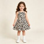 Toddler Girls Leopard Strap Yoga Active Knee Length Dresses