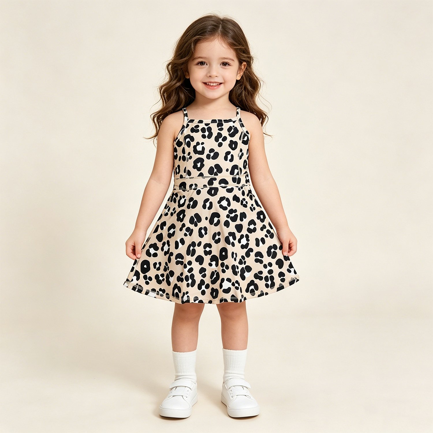 20 Toddler Girls Leopard Strap Yoga Active Knee Length Dresses - Image 1