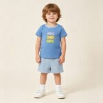 Baby Boys Fish Embroidery Top Stripe Shorts Hunting Clothes Sets