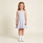 Baby Girls Summer Strap Floral Blue Bow Ruffle Yoga Dress
