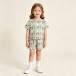 Baby Girls Summer Rainbow Floral Scallop Pocket Clothes Set