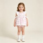 Baby Girls Mama's Girl Embroidery Pink Checked Pocket Tunic Bummies Set