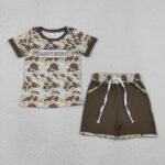 Embroidery Daddys Buddy Camo Top With Pocket Shorts Kids Clothes Sets
