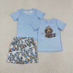 Baby Boys Blue Dogs Fishing Camo Pocket Short Two Piece Hunting Sets