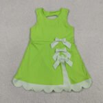 Baby Girls Yoga Active Light Green Sleeveless Bow Scallop Knee Length Dresses