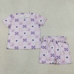 Baby Girls Floral Grape Checked Top Slouchy Shorts Set