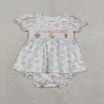 Baby Girl Smocked Wild Flower Girls Ruffle Bummies Romper