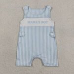Baby Boys Sleeveless Mama's Boy Light Blue Stripe Summer Rompers