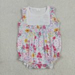 Baby Girls Colorful Flowers Ruffle Sleeveless Summer Rompers